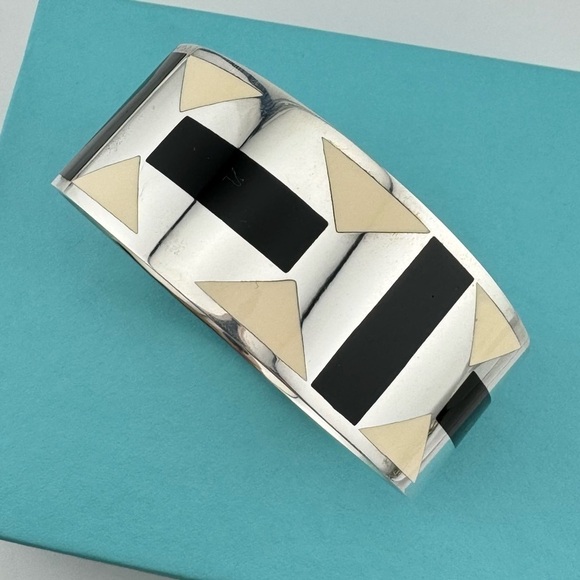RARE Tiffany & Co. Zellige Geometric Deco Enamel Bangle Bracelet Paloma Picasso - Picture 1 of 9